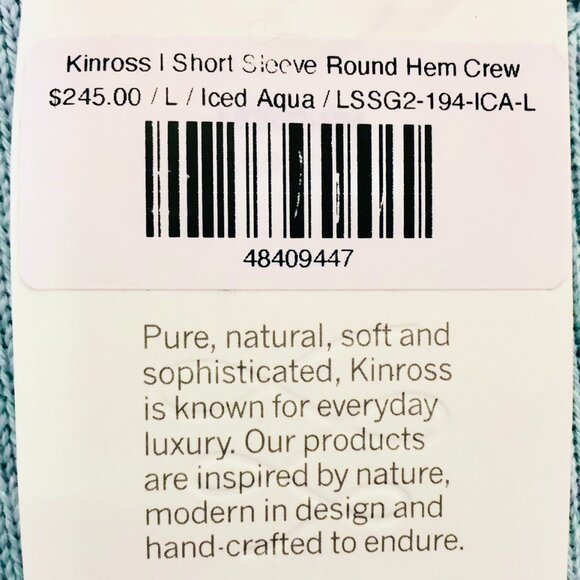 KINROSS 100% Cotton Sweater Iced Aqua Short Sleeve Round Hem Crew Neck Size L - Picture 14 of 14